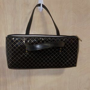 black patent leather tote